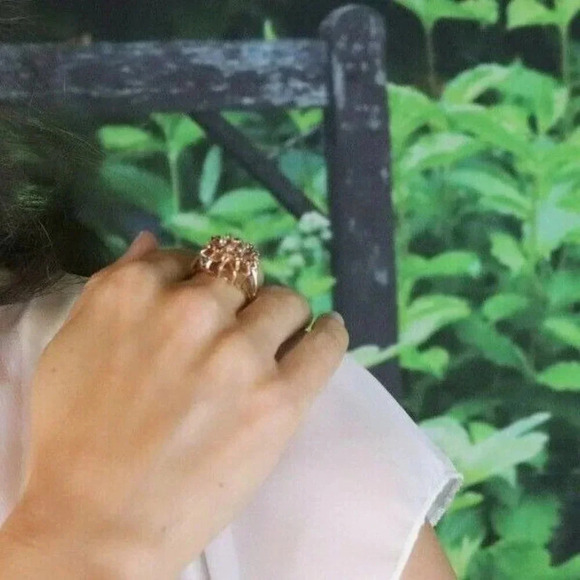 10k Yellow Gold Natural Ruby and Diamond Ring Size 6 1/2 - Picture 5 of 9